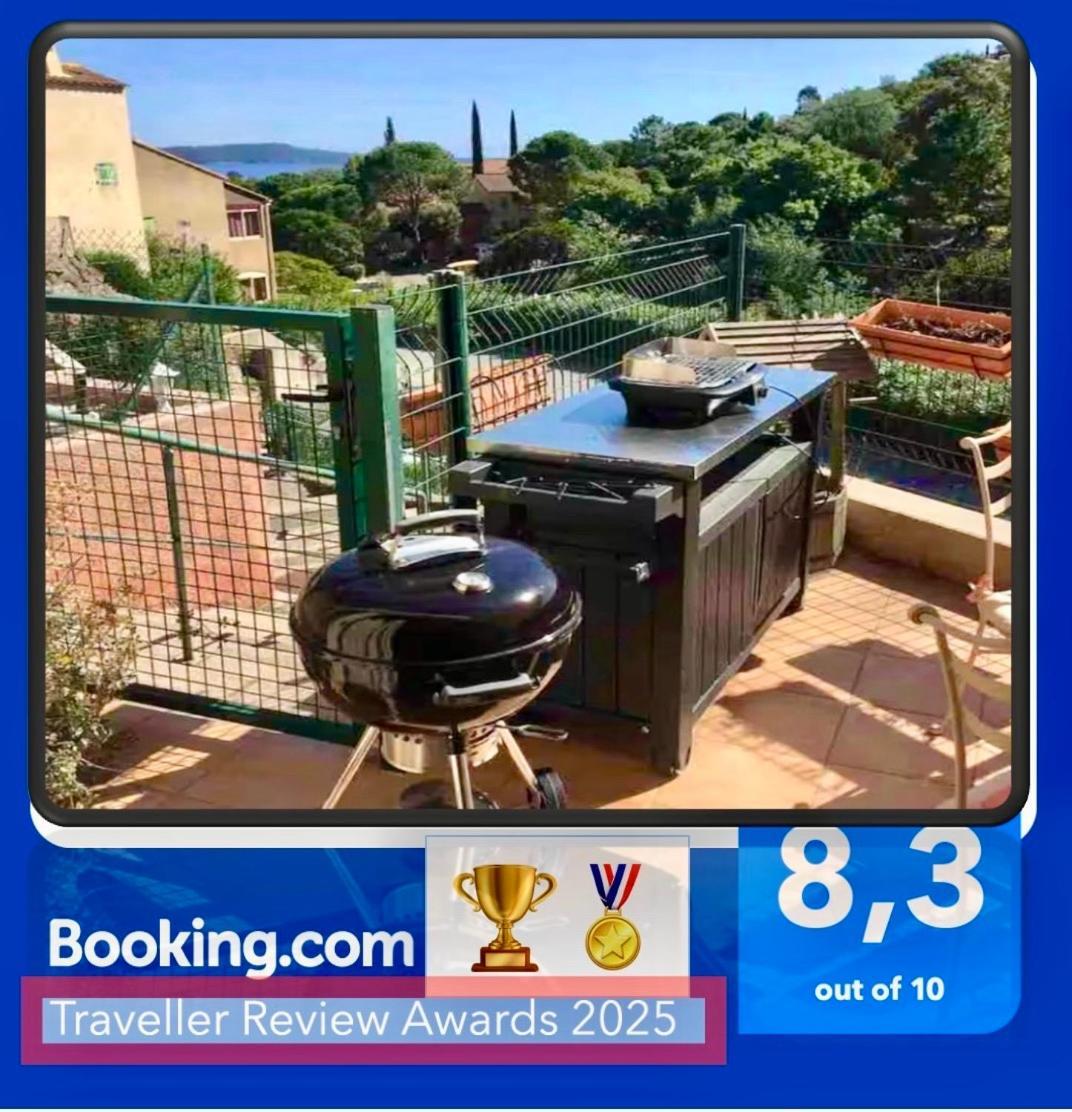 Cavalaire Vue Mer Au Loin Maisonnette Tout Equipee Pour 4 Personnes Avec Piscine Clim Wifi Velos Tv Barbecues Luaran gambar